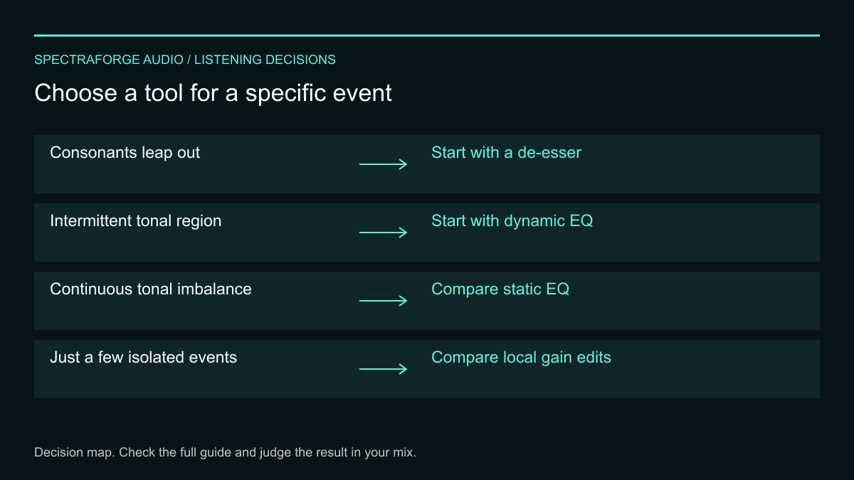 Decision map: choose a tool for a specific event