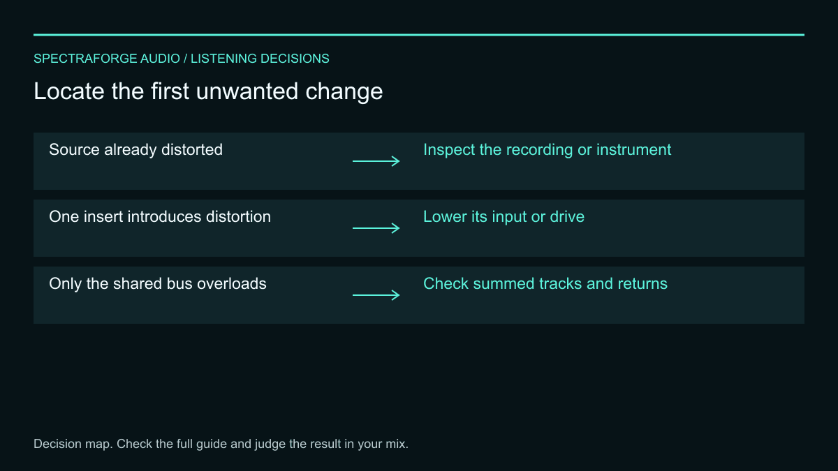 Decision map: locate the first unwanted change