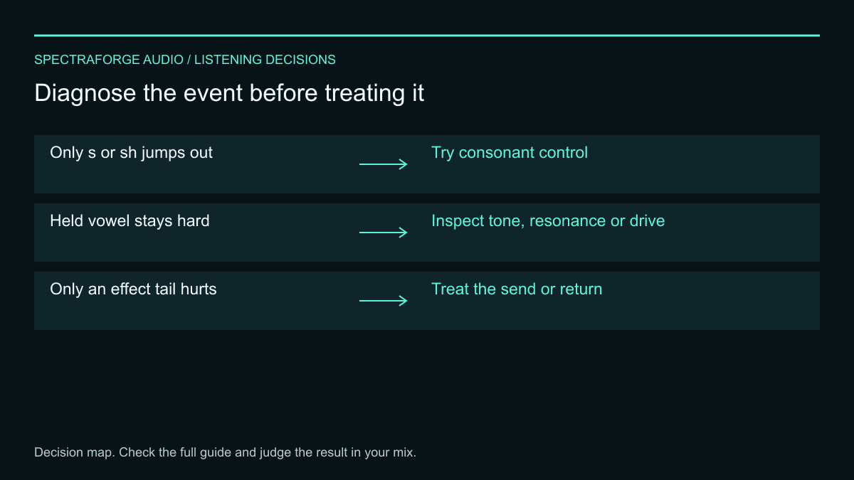 Decision map: diagnose the event before treating it
